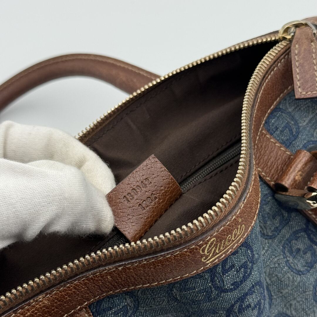 Gucci GG Denim Mini Abbey Boston Shoulder Bag