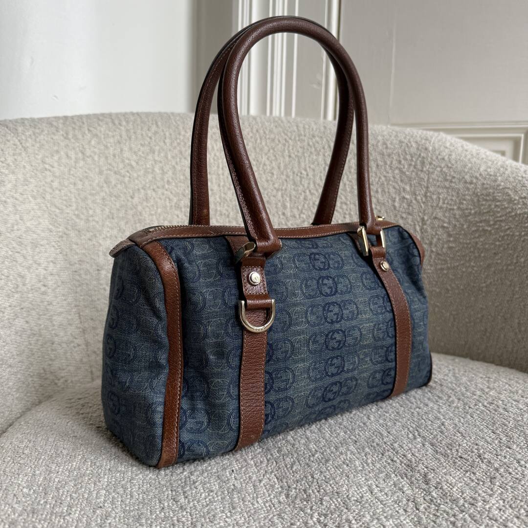 Gucci GG Denim Mini Abbey Boston Shoulder Bag