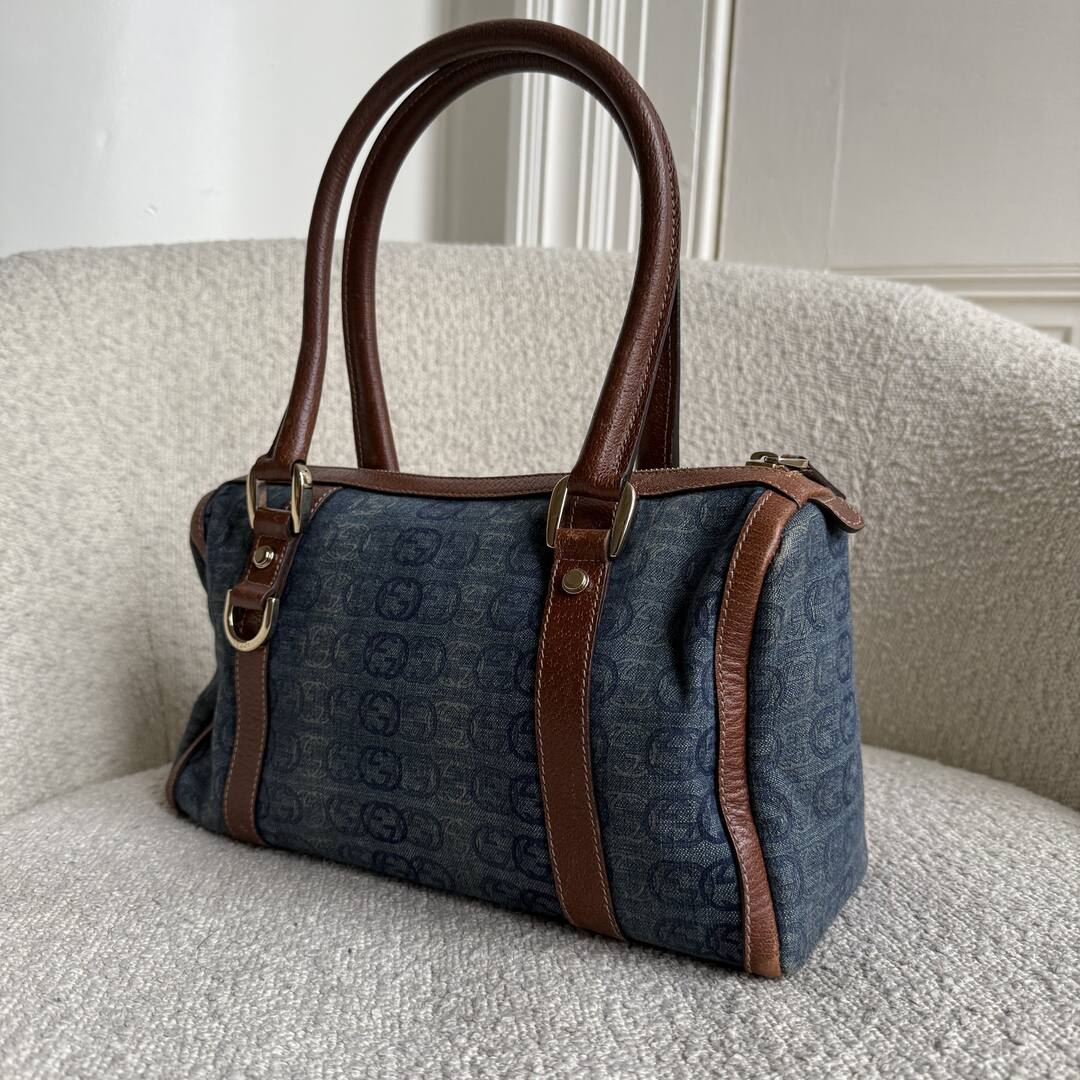 Gucci GG Denim Mini Abbey Boston Shoulder Bag