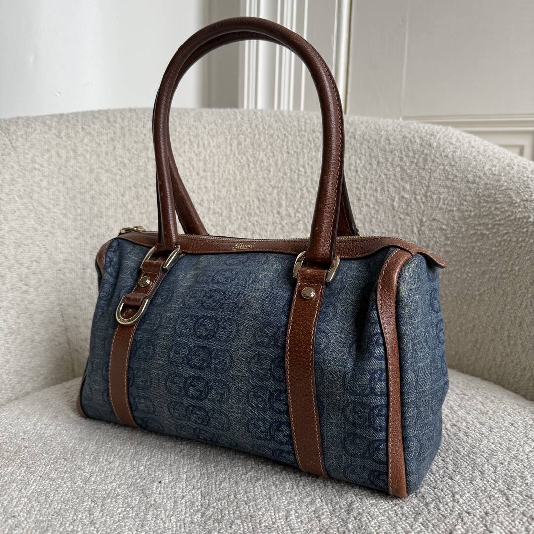 Gucci GG Denim Mini Abbey Boston Shoulder Bag