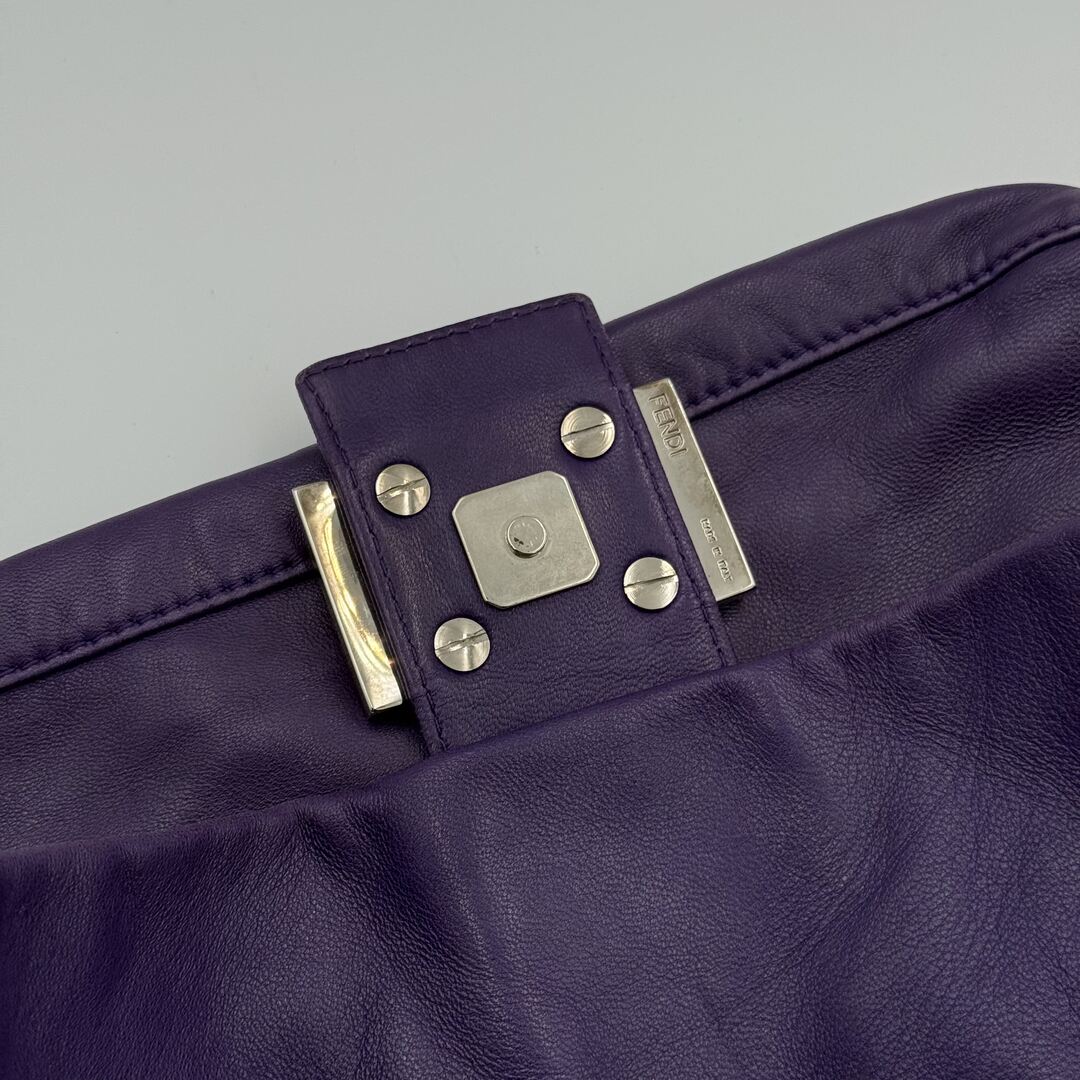 Fendi Mamma Baguette Purple Leather Shoulder Bag