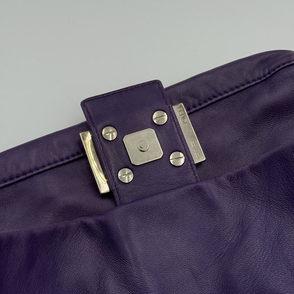 Fendi Mamma Baguette Purple Leather Shoulder Bag