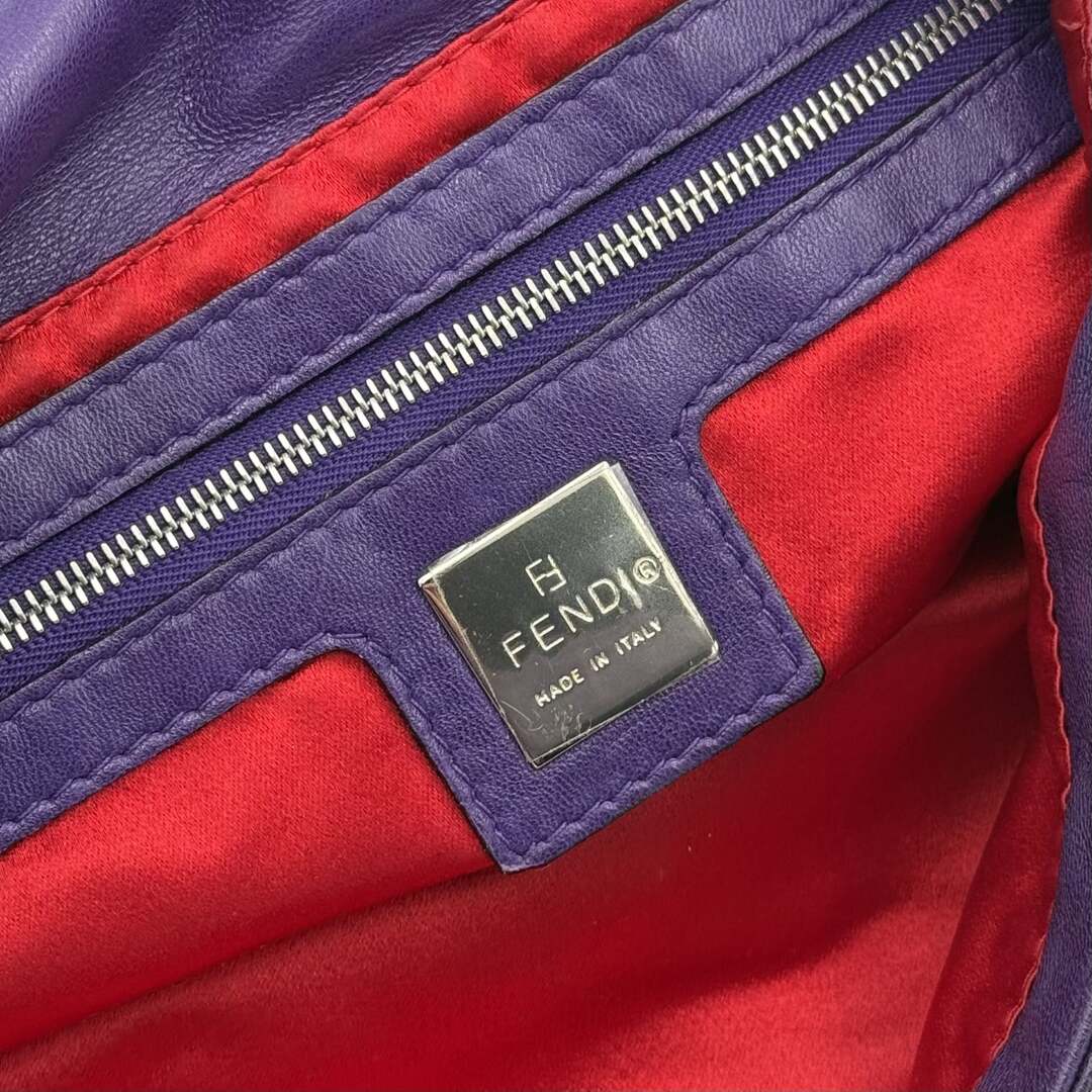 Fendi Mamma Baguette Purple Leather Shoulder Bag