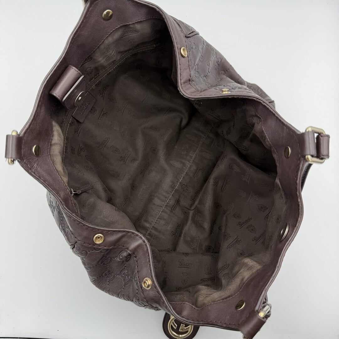 Gucci Guccissima Sukey Leather Brown Tote Bag
