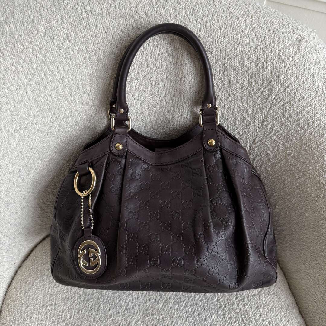 Gucci Guccissima Sukey Leather Brown Tote Bag