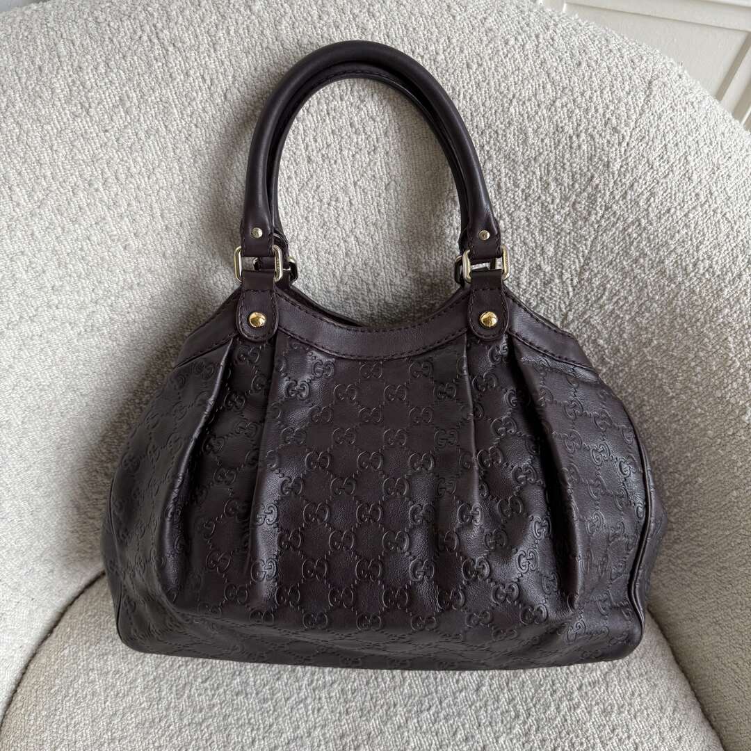Gucci Guccissima Sukey Leather Brown Tote Bag