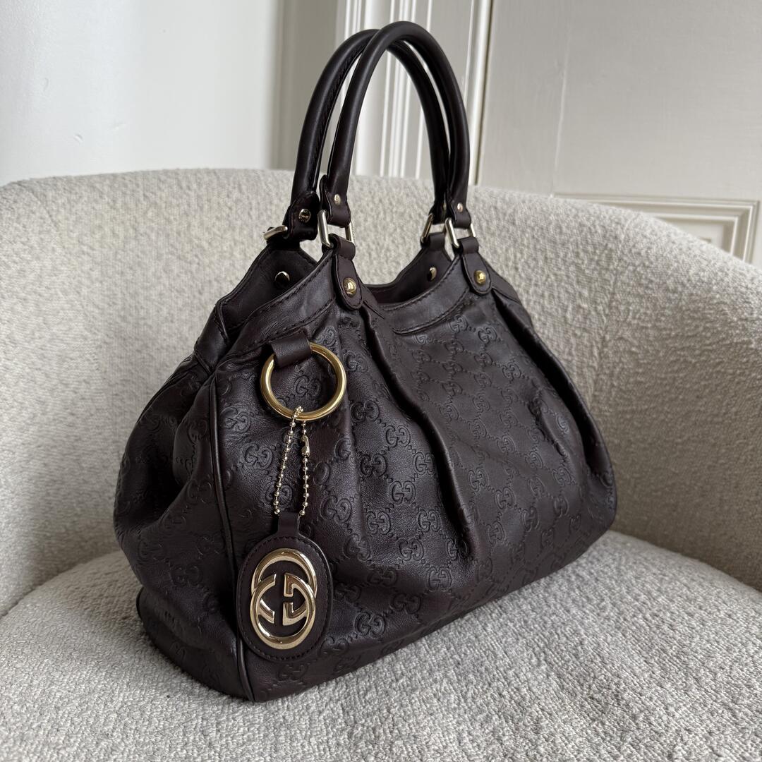 Gucci Guccissima Sukey Leather Brown Tote Bag