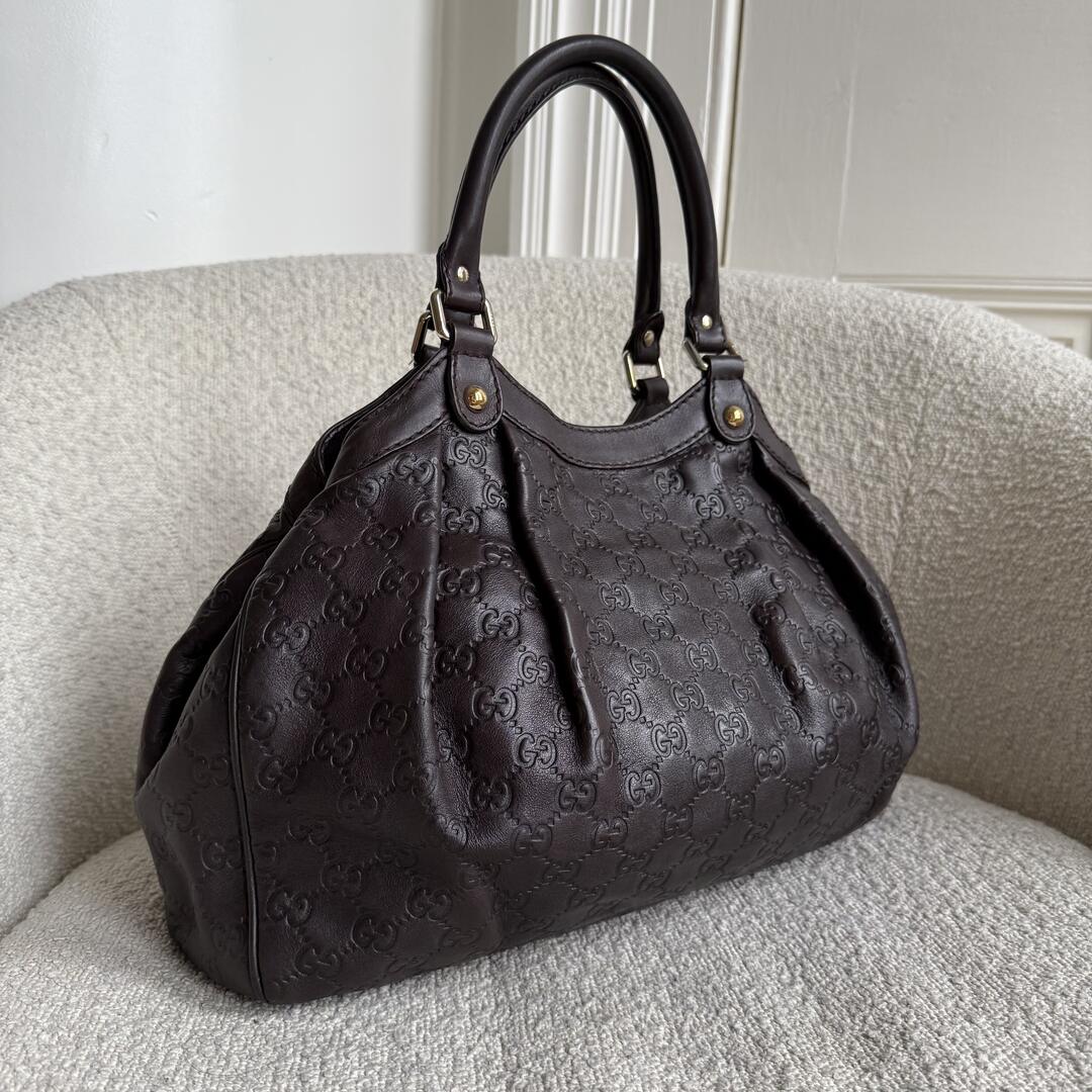 Gucci Guccissima Sukey Leather Brown Tote Bag