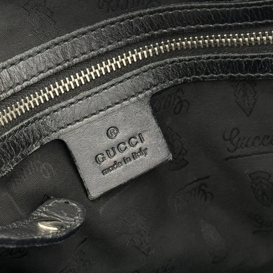 Gucci GG Canvas Twins Black Leather Tote Bag