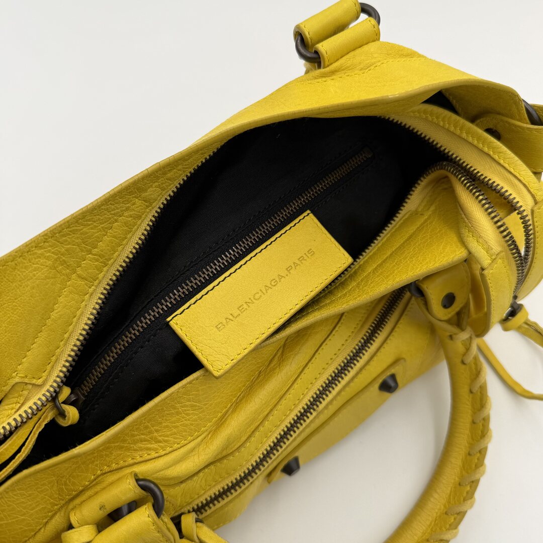 2011 Balenciaga The Town Leather Yellow Handbag