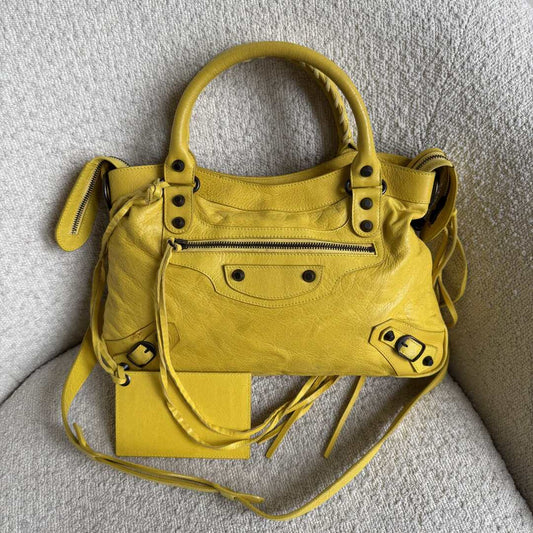 2011 Balenciaga The Town Leather Yellow Handbag