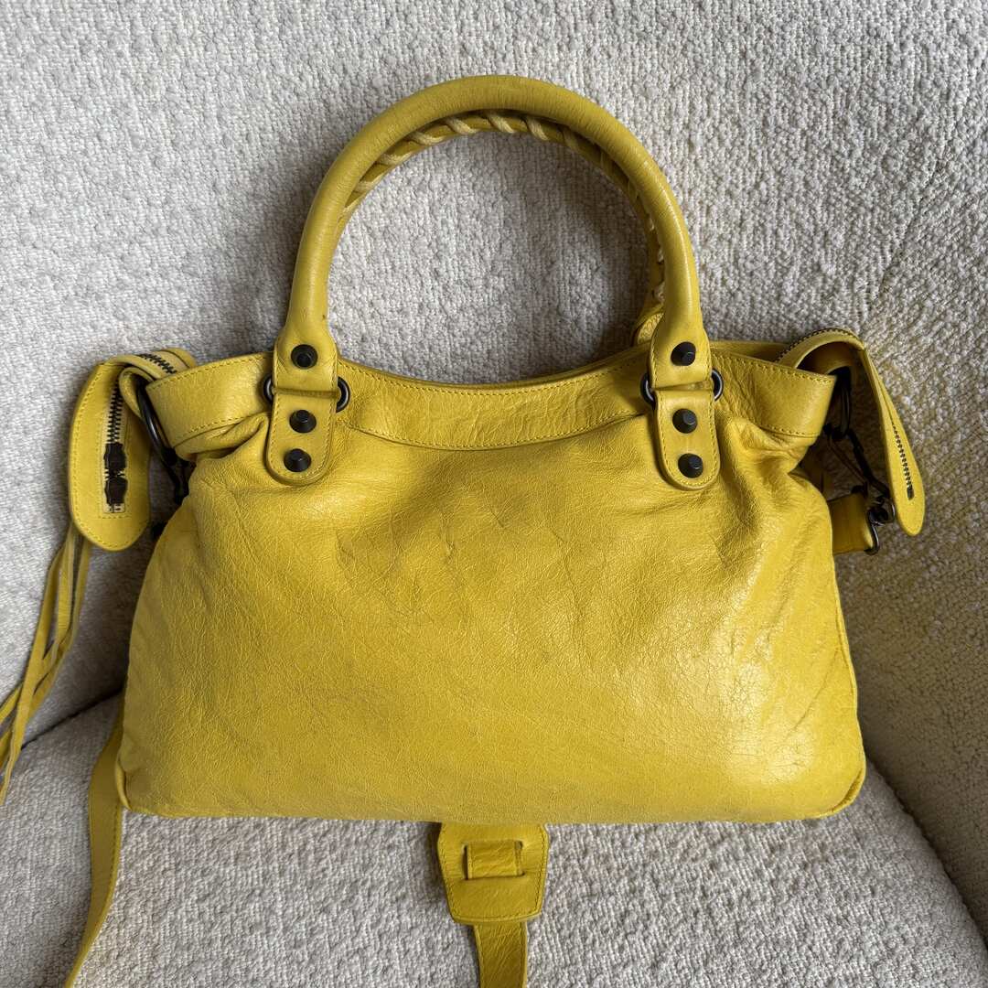 2011 Balenciaga The Town Leather Yellow Handbag