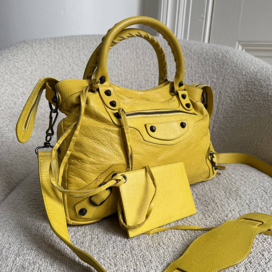 2011 Balenciaga The Town Leather Yellow Handbag