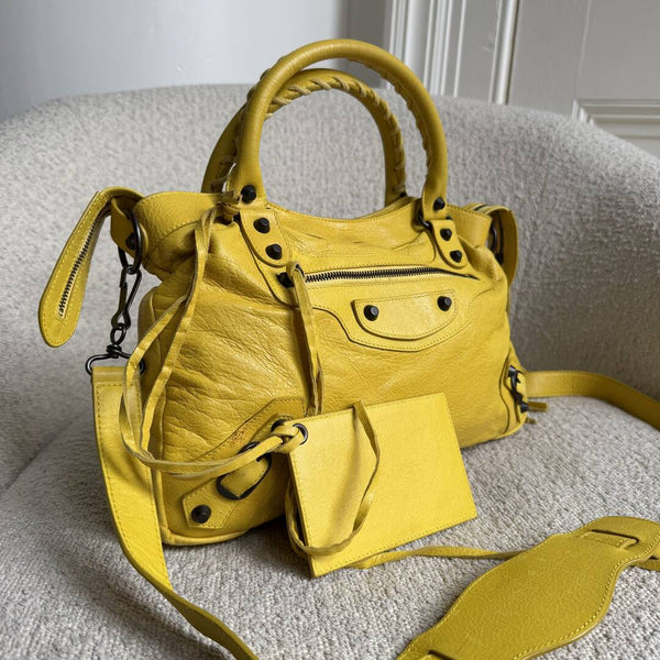 2011 Balenciaga The Town Leather Yellow Handbag