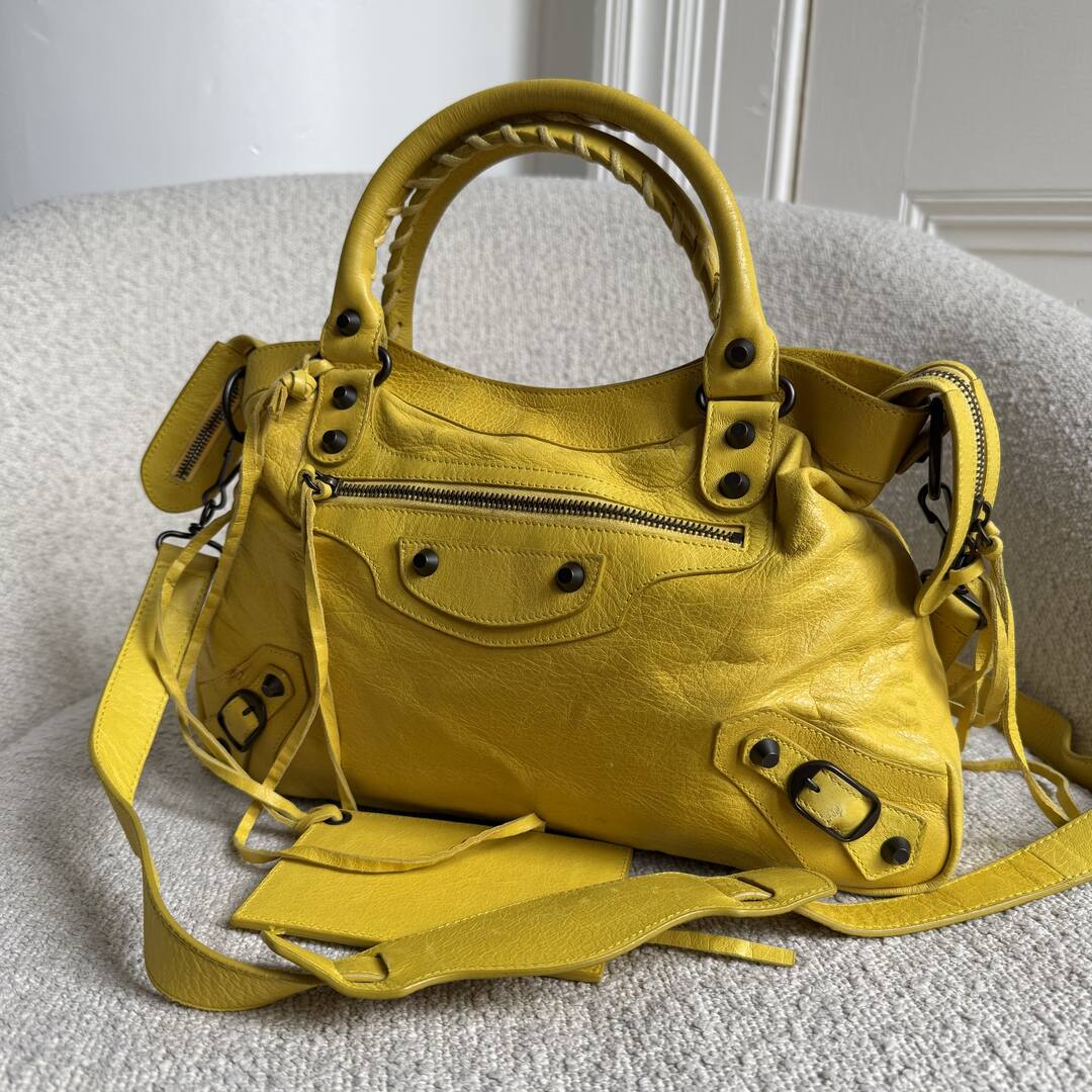 2011 Balenciaga The Town Leather Yellow Handbag
