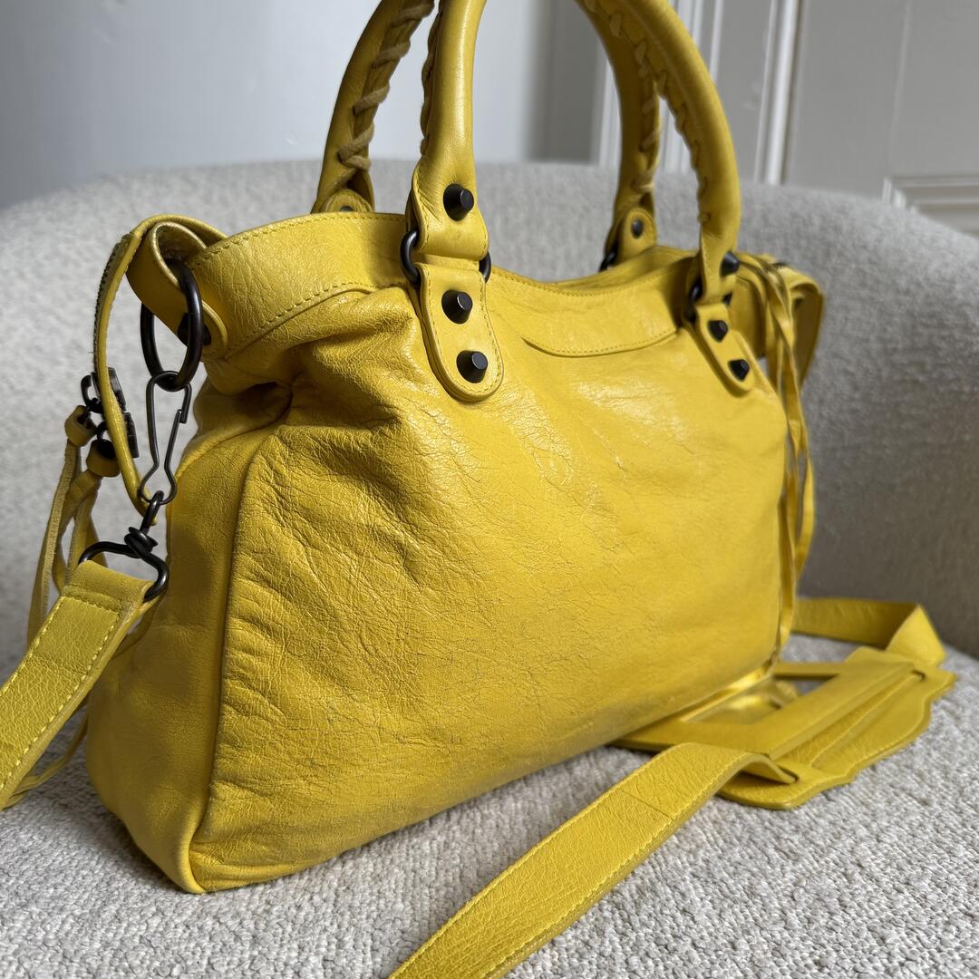 2011 Balenciaga The Town Leather Yellow Handbag