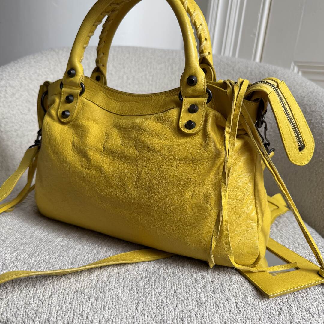 2011 Balenciaga The Town Leather Yellow Handbag