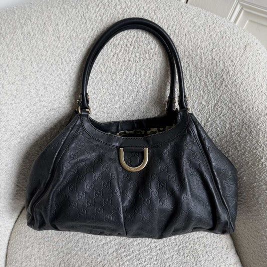 Gucci Guccissima Abbey Black Leather Tote Bag