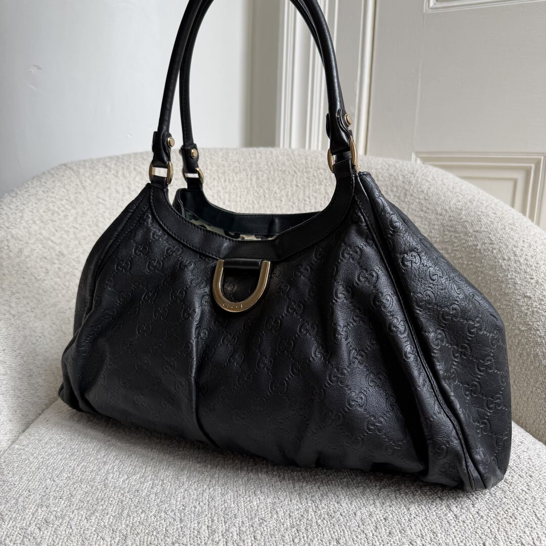 Gucci Guccissima Abbey Black Leather Tote Bag