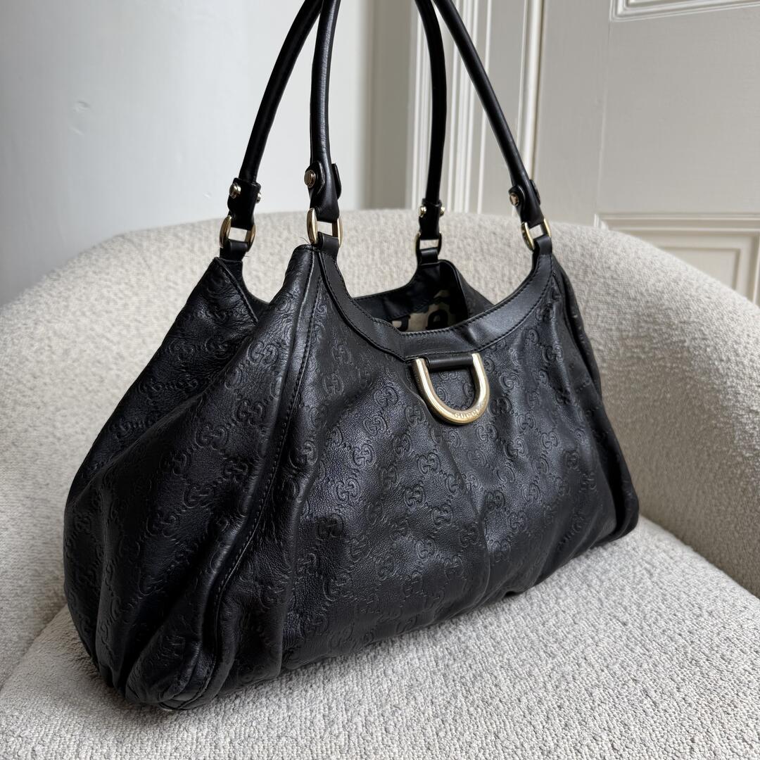 Gucci Guccissima Abbey Black Leather Tote Bag