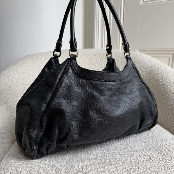 Gucci Guccissima Abbey Black Leather Tote Bag