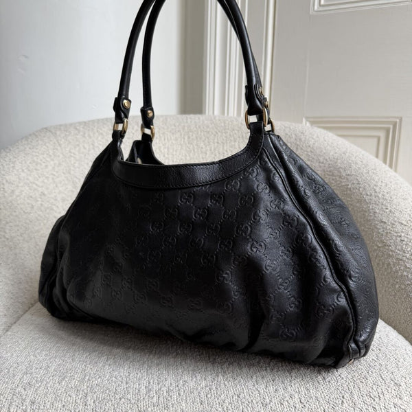 Gucci Guccissima Abbey Black Leather Tote Bag