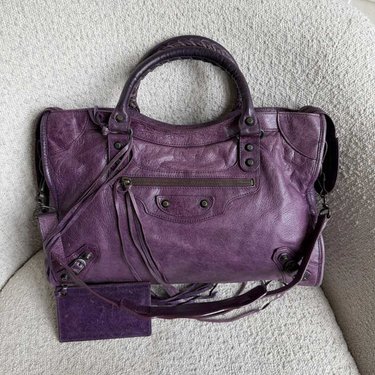 2009 Balenciaga The City Leather Purple Handbag