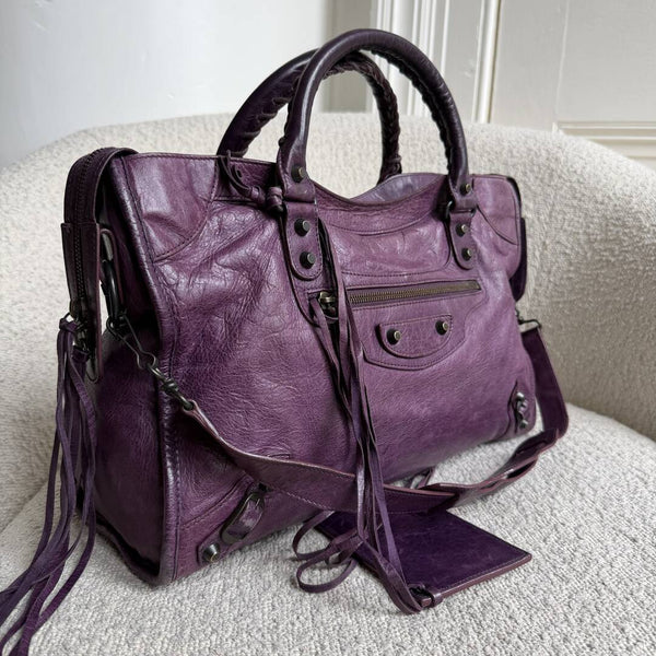2009 Balenciaga The City Leather Purple Handbag