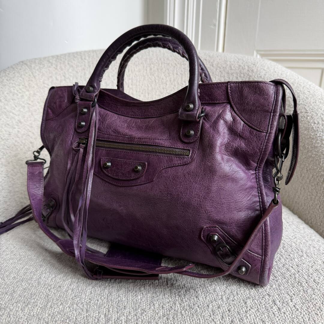 2009 Balenciaga The City Leather Purple Handbag