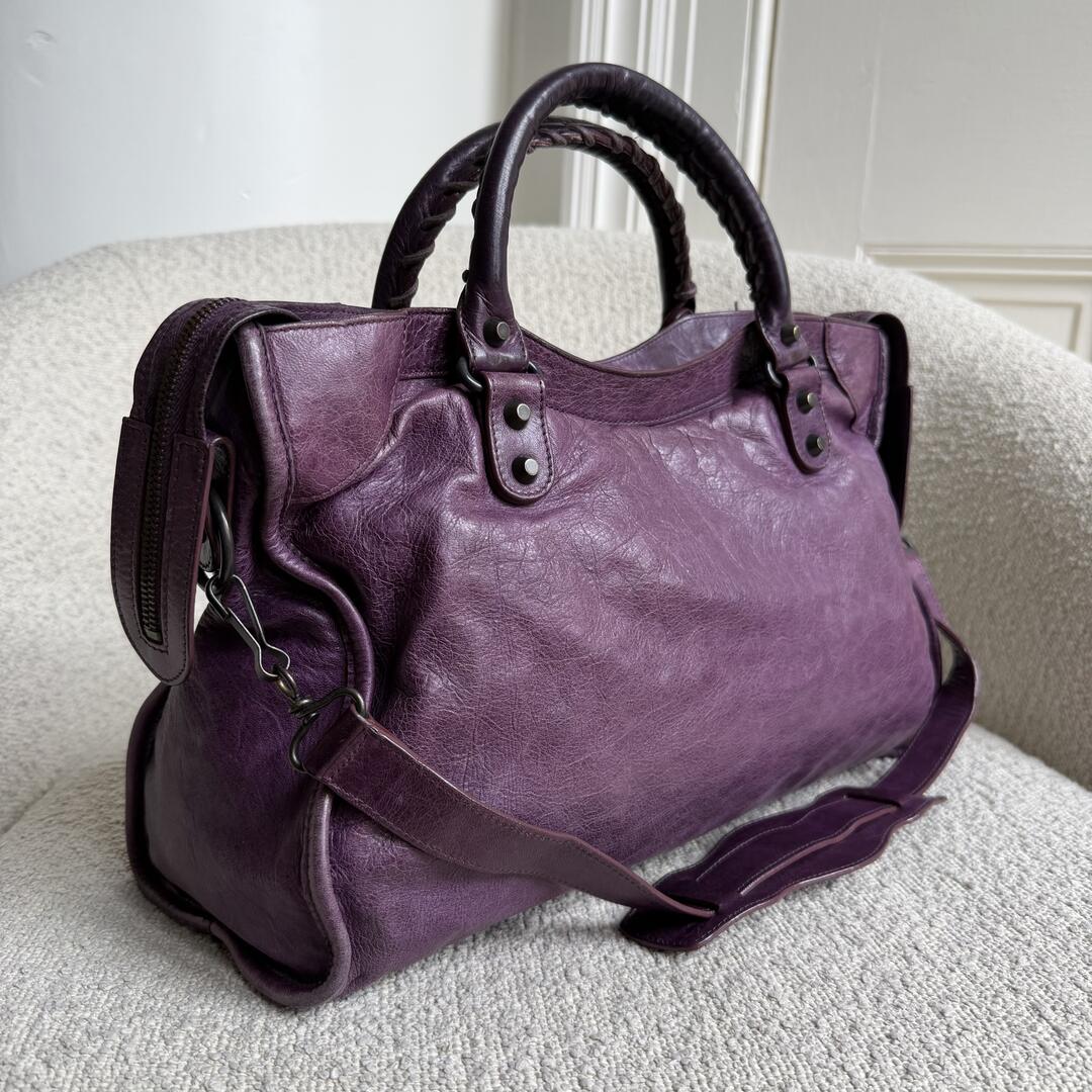 2009 Balenciaga The City Leather Purple Handbag
