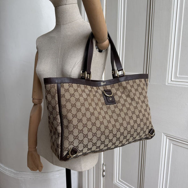 Gucci GG Canvas Abbey D-Ring Brown Tote Bag