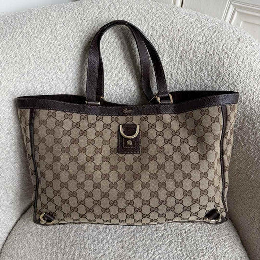 Gucci GG Canvas Abbey D-Ring Brown Tote Bag