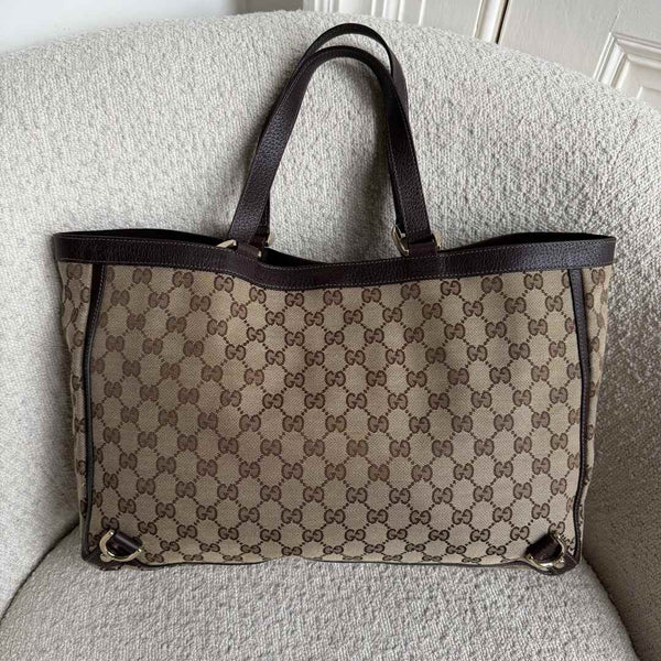 Gucci GG Canvas Abbey D-Ring Brown Tote Bag