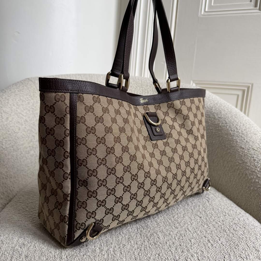 Gucci GG Canvas Abbey D-Ring Brown Tote Bag