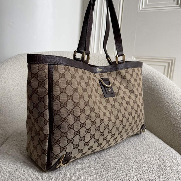 Gucci GG Canvas Abbey D-Ring Brown Tote Bag