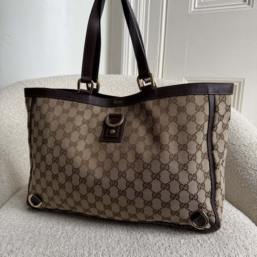 Gucci GG Canvas Abbey D-Ring Brown Tote Bag
