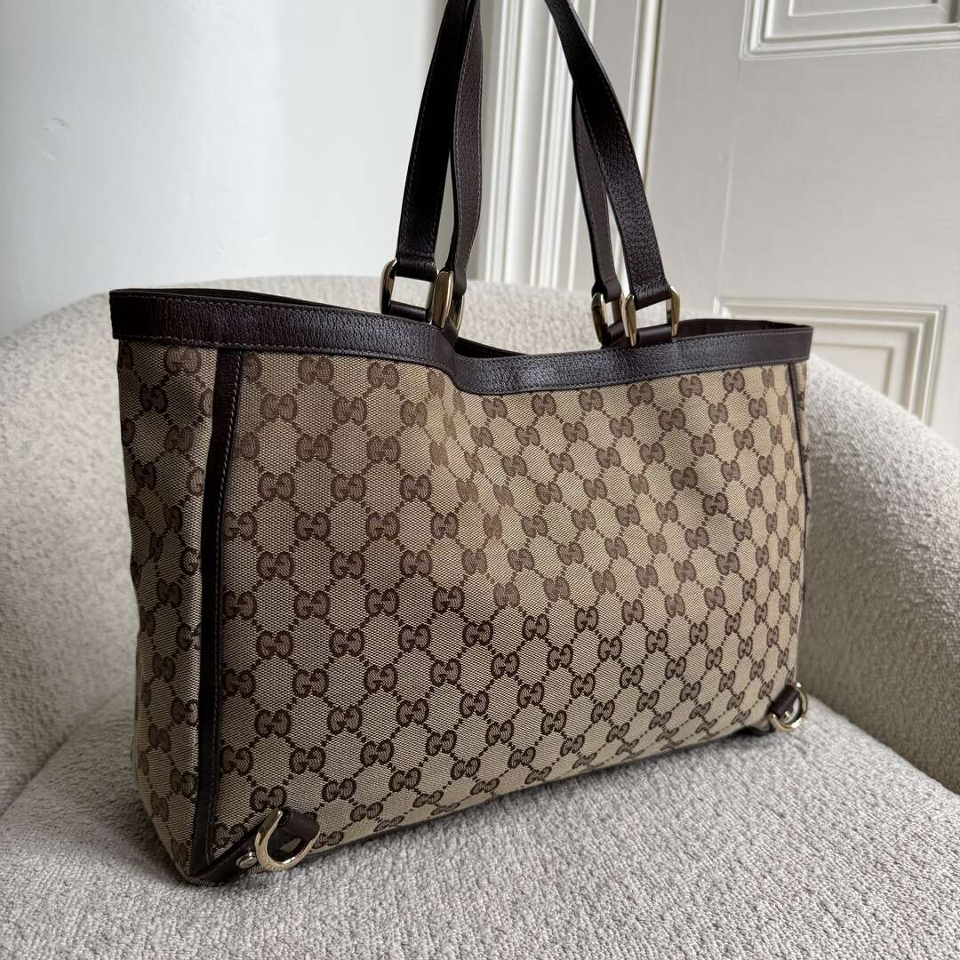 Gucci GG Canvas Abbey D-Ring Brown Tote Bag