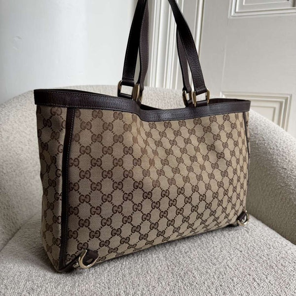 Gucci GG Canvas Abbey D-Ring Brown Tote Bag