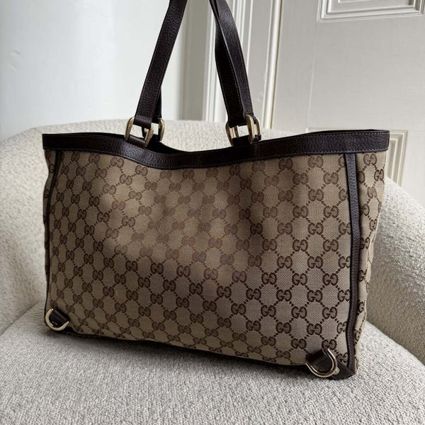Gucci GG Canvas Abbey D-Ring Brown Tote Bag