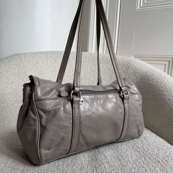 Miu Miu Vitello Shine Grey Leather Shoulder Bag