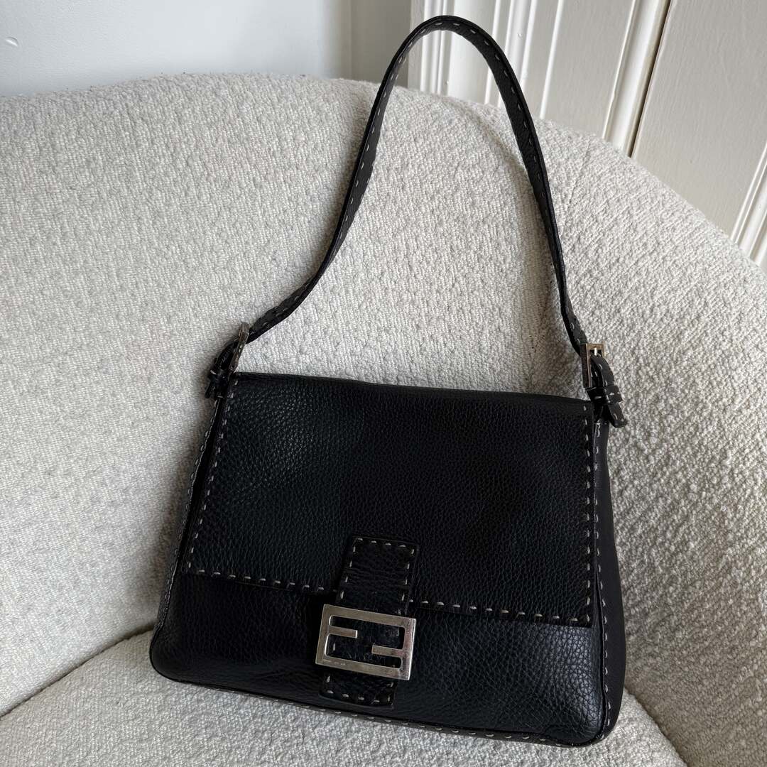 Fendi Selleria Mama Baguette Black Shoulder Bag