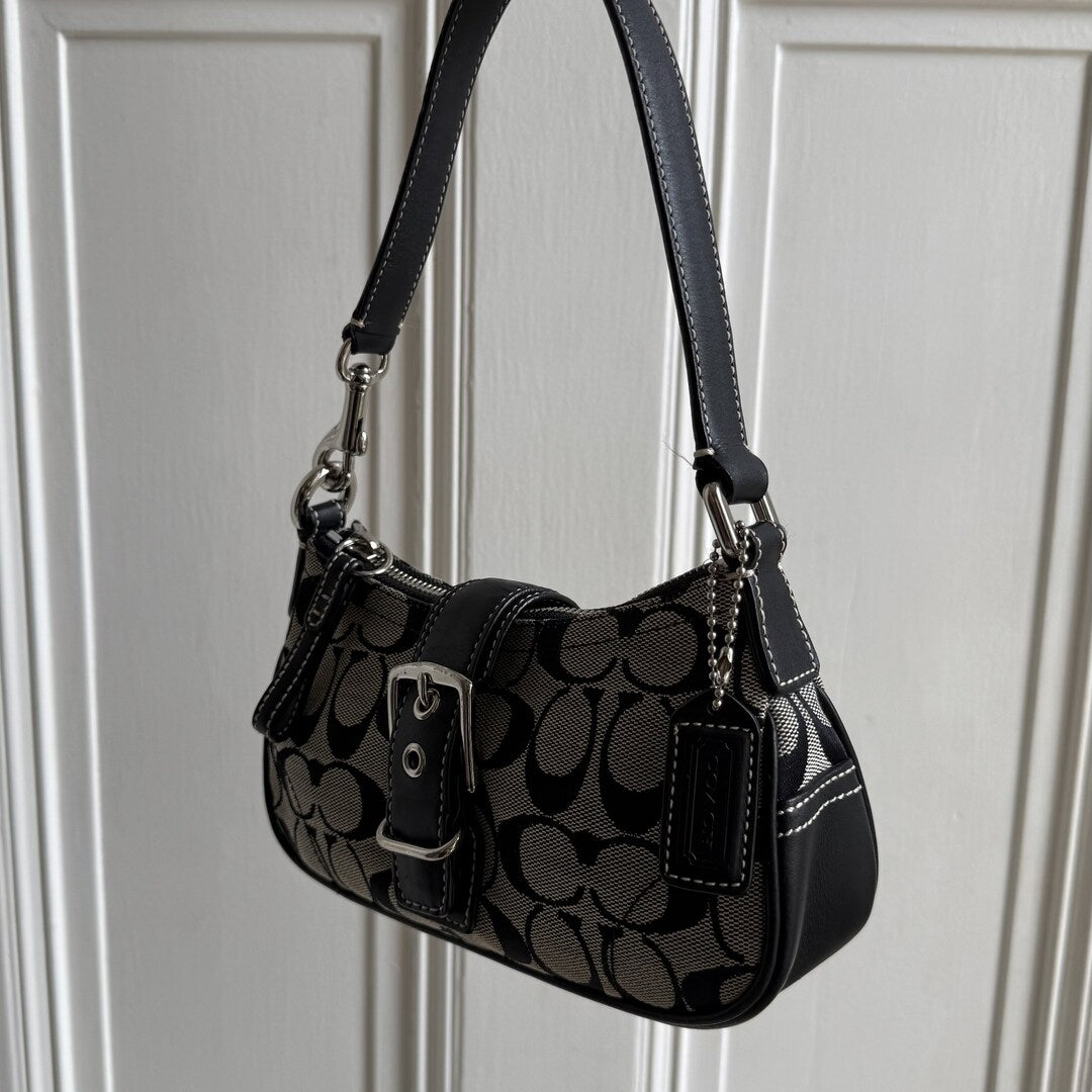 Coach Signature Mini Buckle Black Shoulder Bag