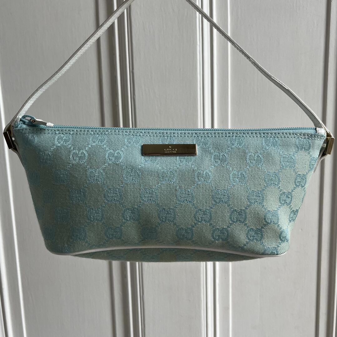 Gucci Monogram Blue Boat Pochette Handbag