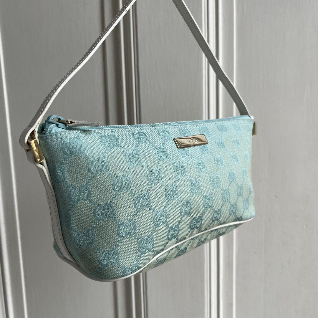 Gucci Monogram Blue Boat Pochette Handbag