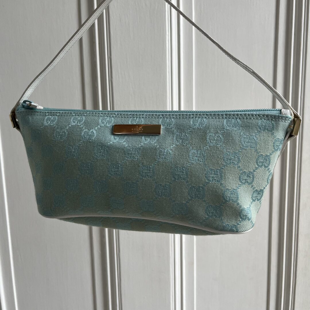 Gucci Monogram Blue Boat Pochette Handbag