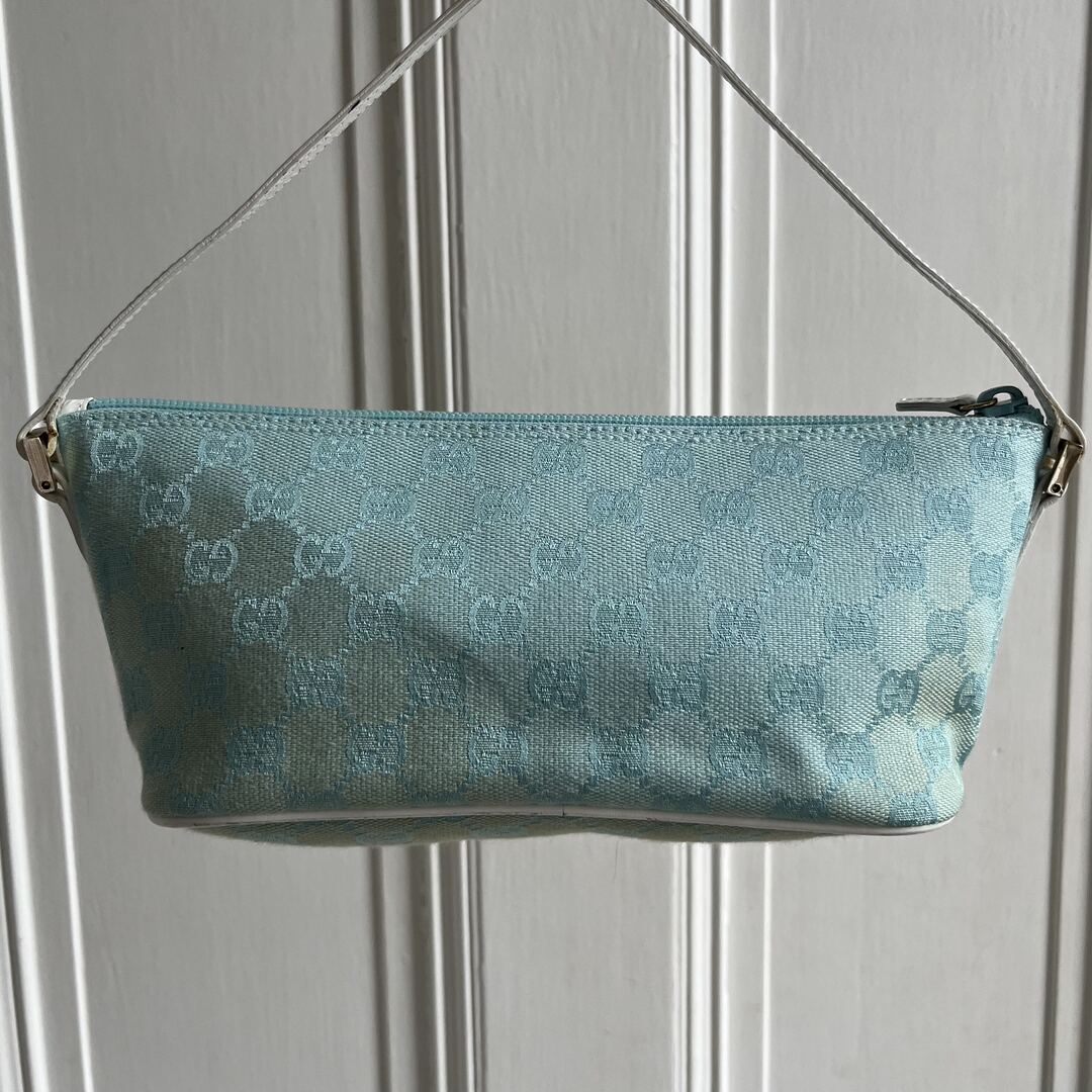 Gucci Monogram Blue Boat Pochette Handbag