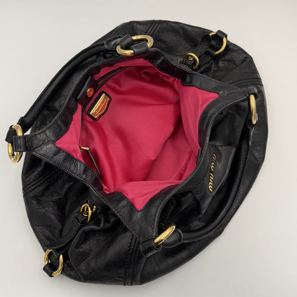 Miu Miu Hobo Leather Black Shoulder Bag