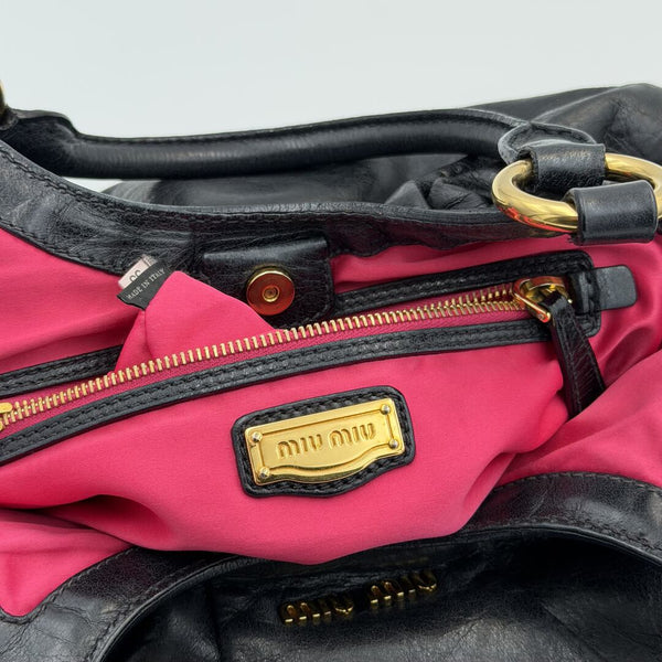 Miu Miu Hobo Leather Black Shoulder Bag