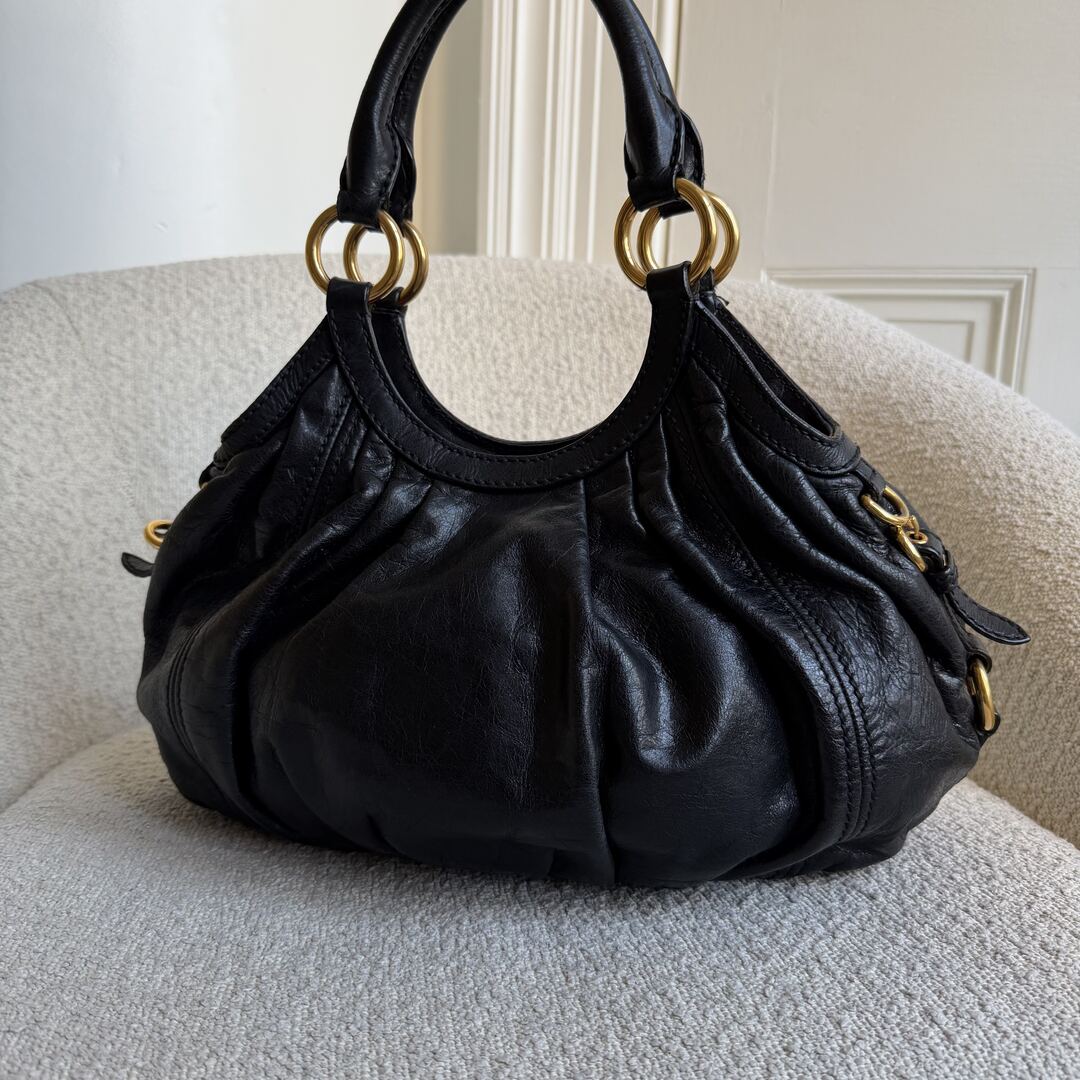 Miu Miu Hobo Leather Black Shoulder Bag