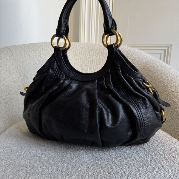 Miu Miu Hobo Leather Black Shoulder Bag